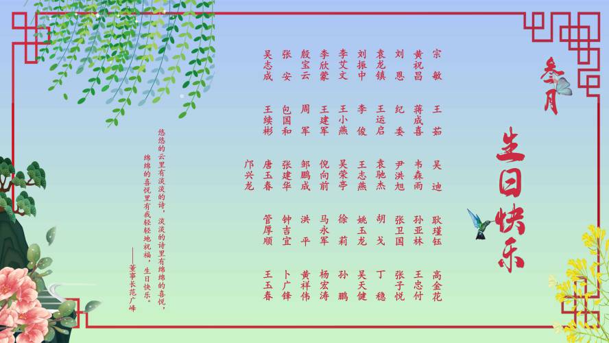 【生日祝?！抗ё?月生日的員工生日快樂！
