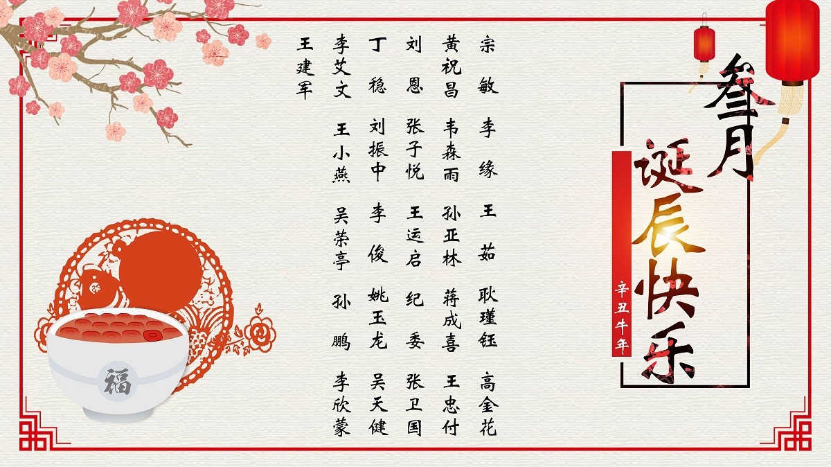 【生日祝福】恭祝03月生日的員工生日快樂！