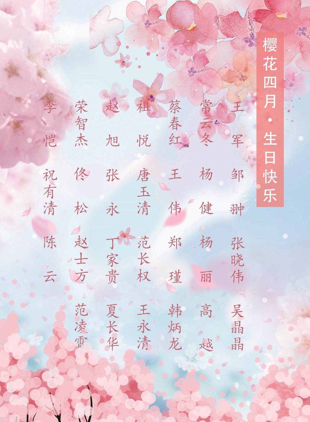 【生日祝?！抗ё?4月生日的員工生日快樂！